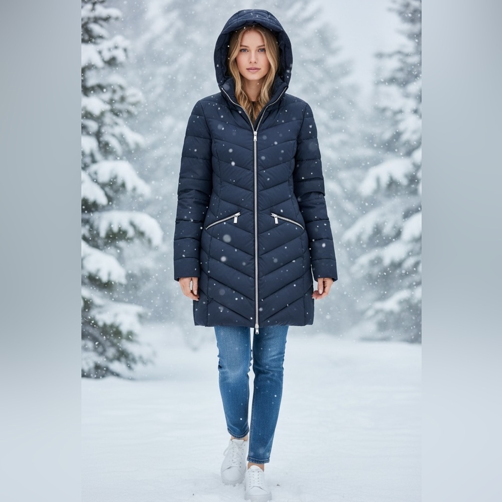 Karen Millen Navy Quilted Down Puffer Coat 💙 - Picture 2 of 12